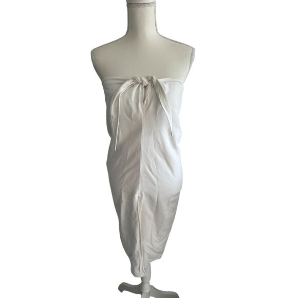 STILLWATER White Linen Blend Strapless Keyhole Dress Size Small - Picture 3 of 7